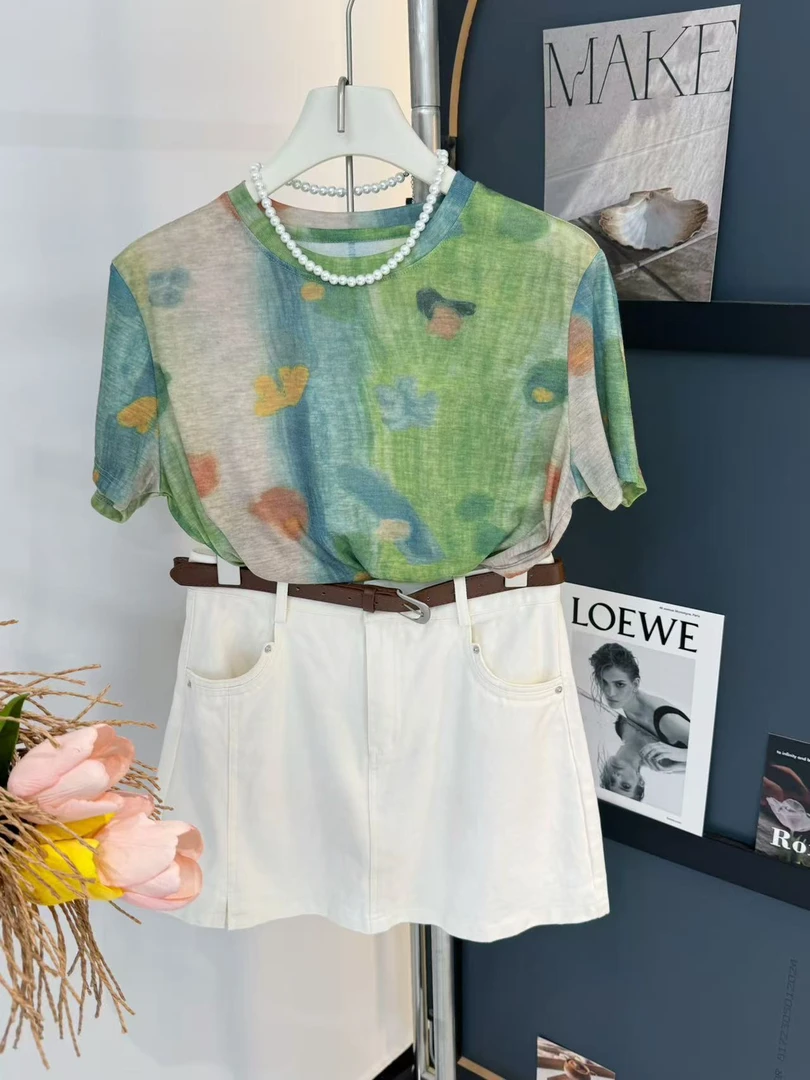 夏季物语/莱赛尔短袖圆领套头防晒衫女2025年夏季上衣