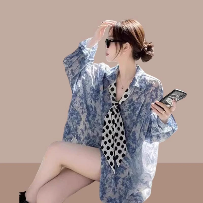 韩版时尚花色设计感衬衫女2025年春秋季新款洋气小众休闲百搭上衣