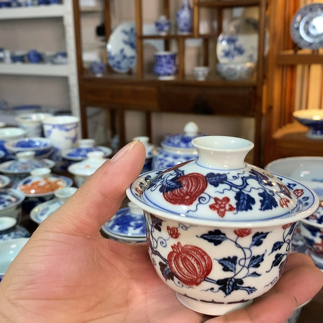 錡镇堂手工手绘盖碗