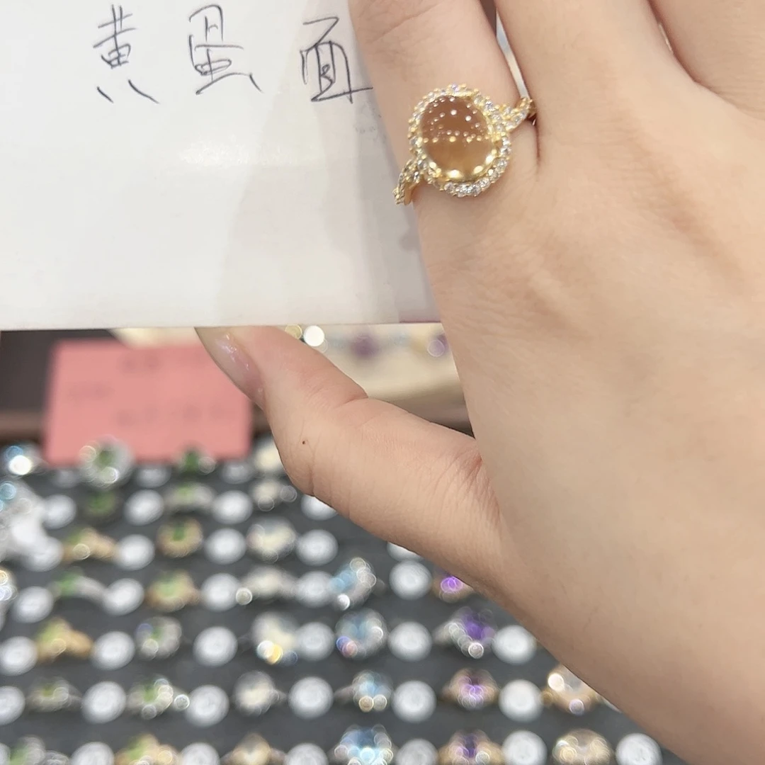 蛇纹石玉戒指银S925镶嵌阿****了