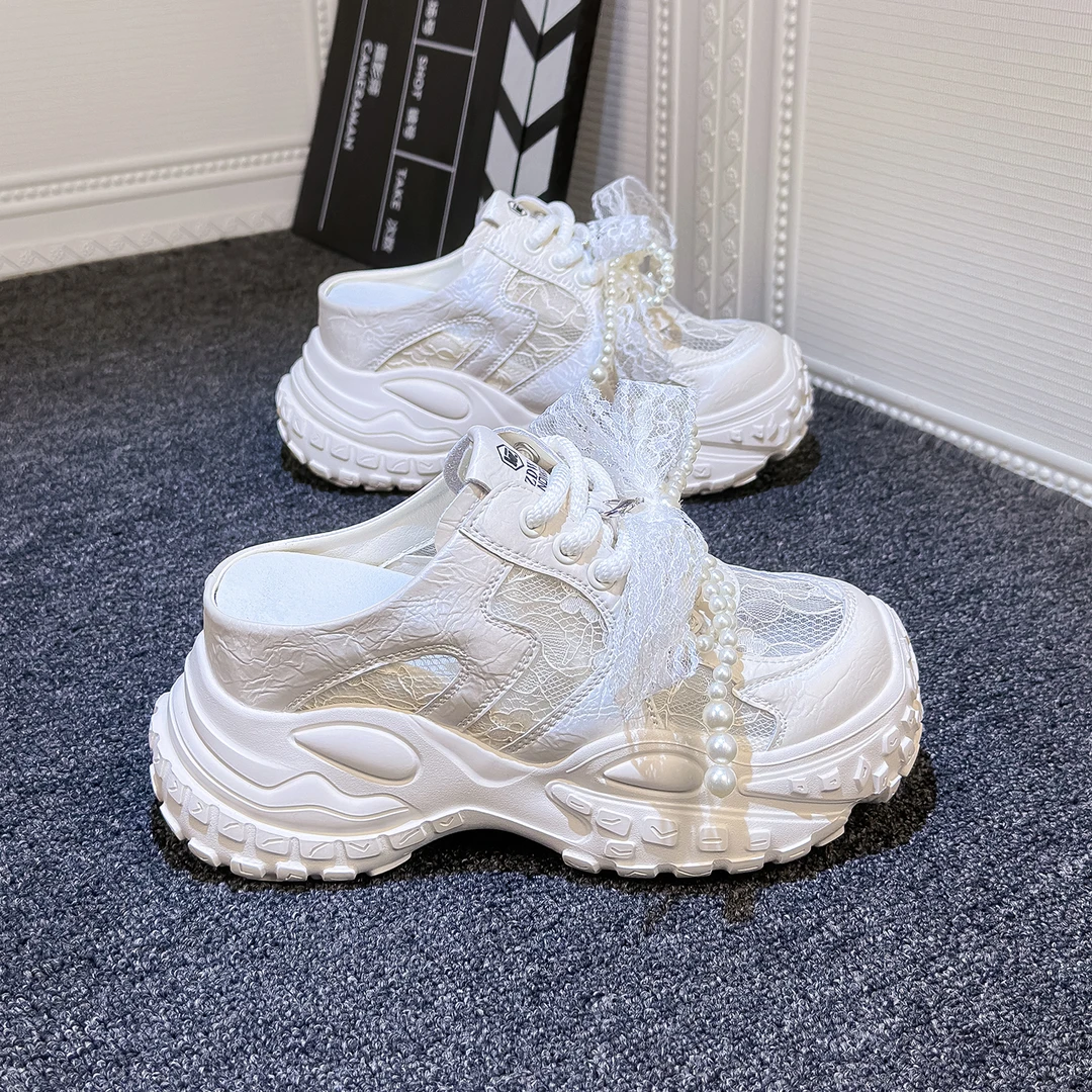 9CM厚底增高休闲包头拖鞋女2025夏季新款百搭爆款小个子休闲老爹