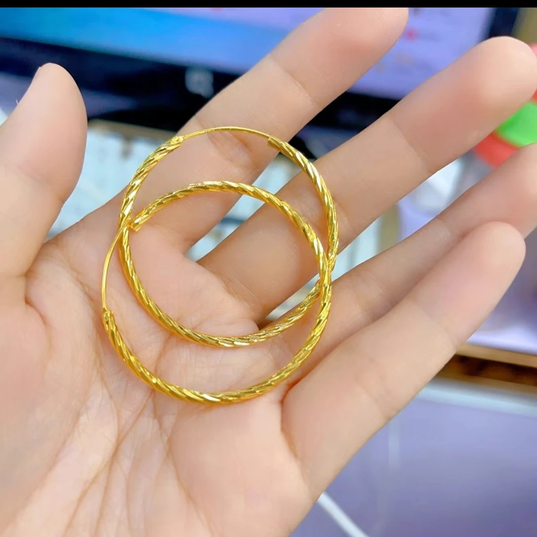 铜合金耳饰 3.0时尚车花耳圈经典素款