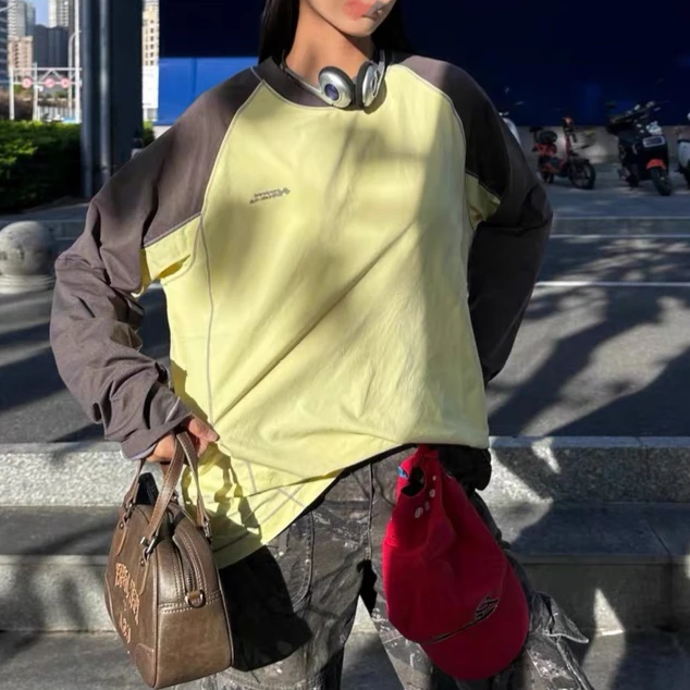 PTSJ-户外休闲运动简约拼色插肩速干长袖