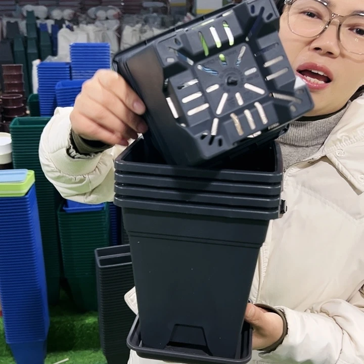 特价方盆口16高18黑色带托5只