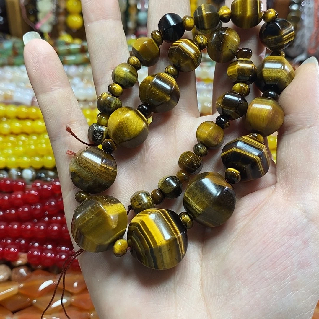 玛瑙/玉髓未镶嵌珠宝半成品虎眼灯笼一条塔链