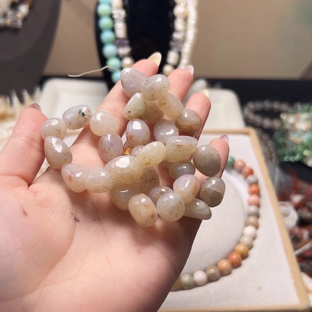 玛瑙/玉髓合金珠宝半成品b666 11m 花花玛瑙一条