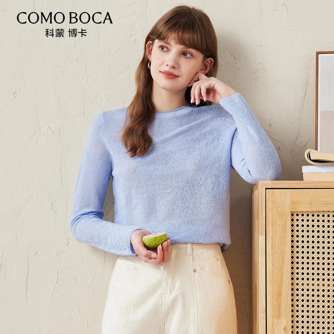 COMOBOCA/科蒙·博卡甜美长袖保暖女士打底衫圆领绵羊毛衣KSS1302