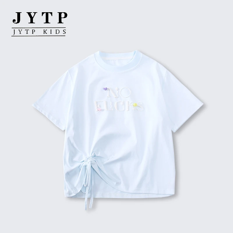 夏季新款女童短袖休闲宽松洋气童装舒适中大童T恤zb5598简约童品