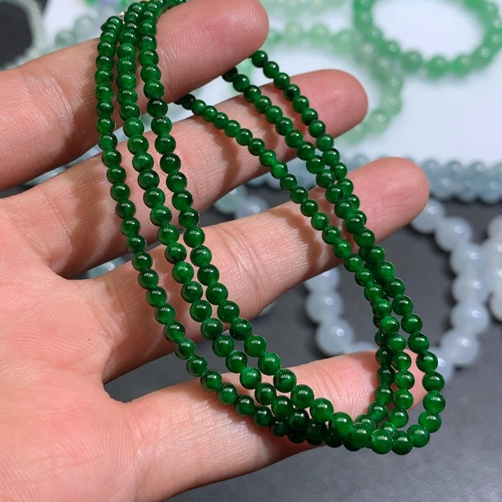 翡翠未镶嵌手链辣阳绿