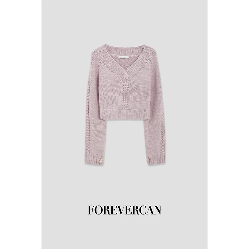 FOREVERCAN进口定制手工编织气质名媛V领套装CANMY3066