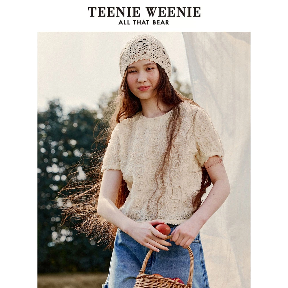 *TeenieWeenie小熊衬衫25浪漫法式蕾丝玫瑰优雅上衣女TTYA256417N