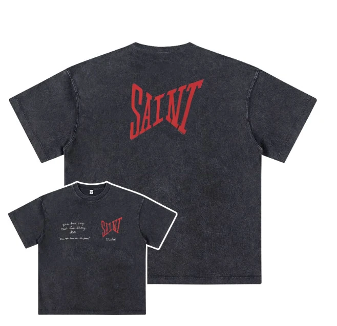 INS夏季美式油画家庭聚会英文字母印花复古宽松男女嘻哈短袖T恤潮