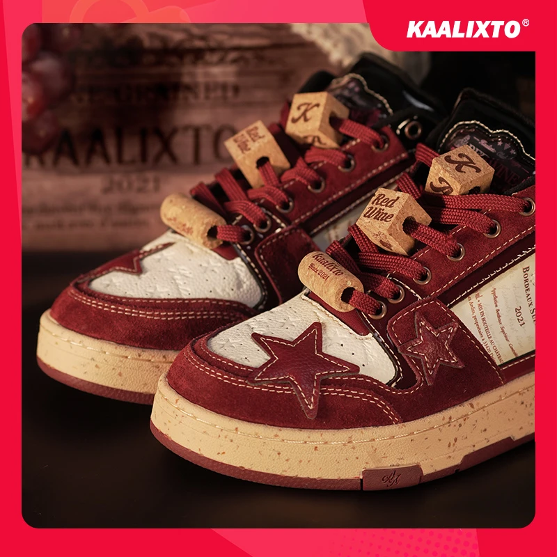【新中式】Kaalixto红酒低帮厚底板鞋星星鞋男友感穿搭时尚情侣