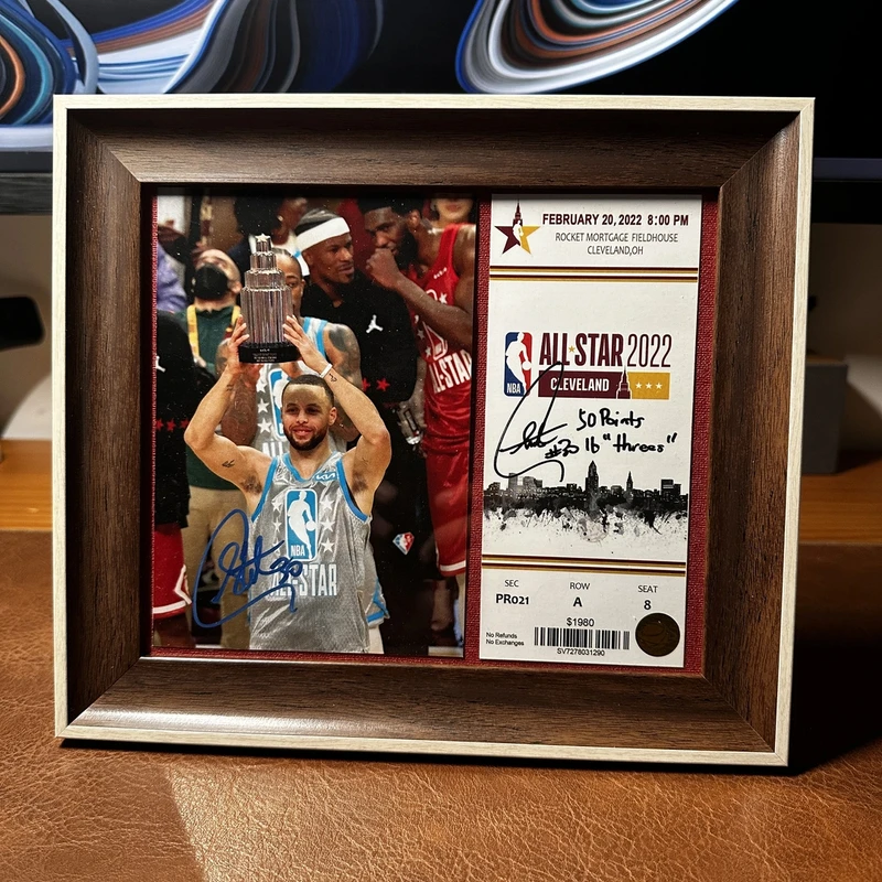 库里生涯纪念足球球票男友节日交易礼物生日礼物相框摆台挂墙球衣