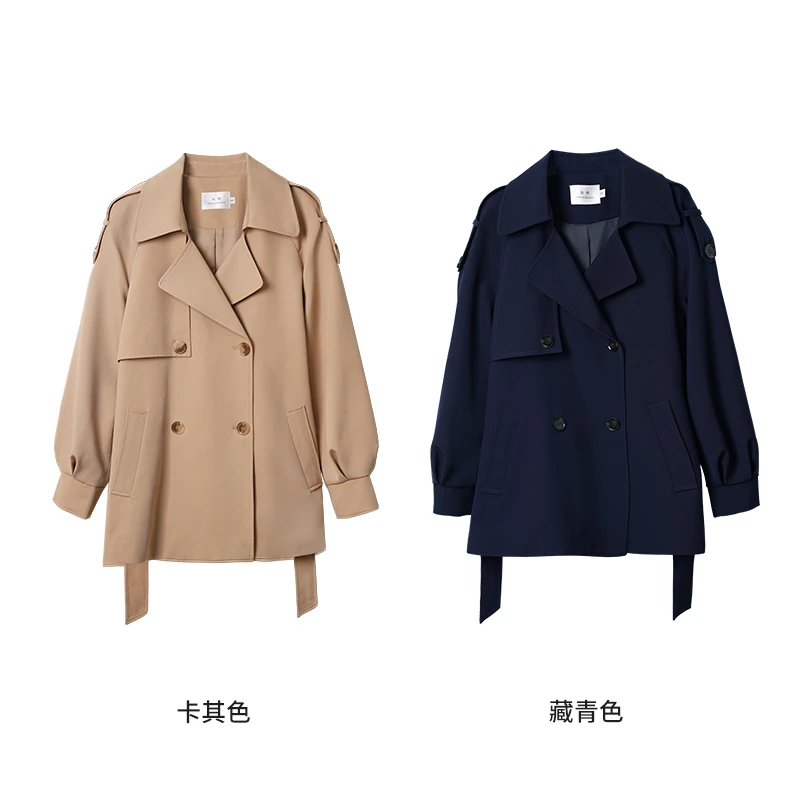清仓【1009】韩系温柔风衣外套女 双排扣小个子宽松休闲大衣