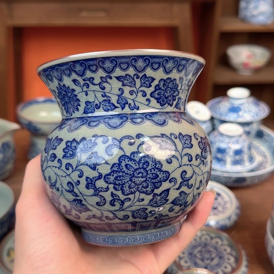 瓷片老陶泥开山釉下青花
