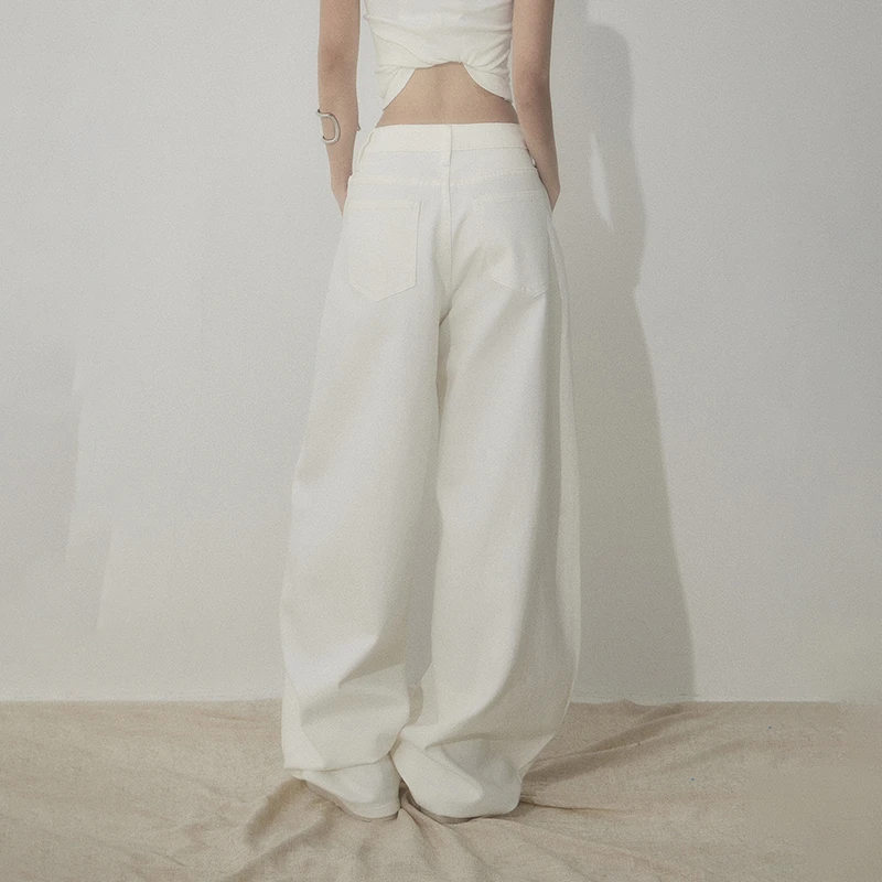 2025夏天上新美式复古高腰宽松阔腿裤百搭香蕉裤镰刀裤牛仔裤女新