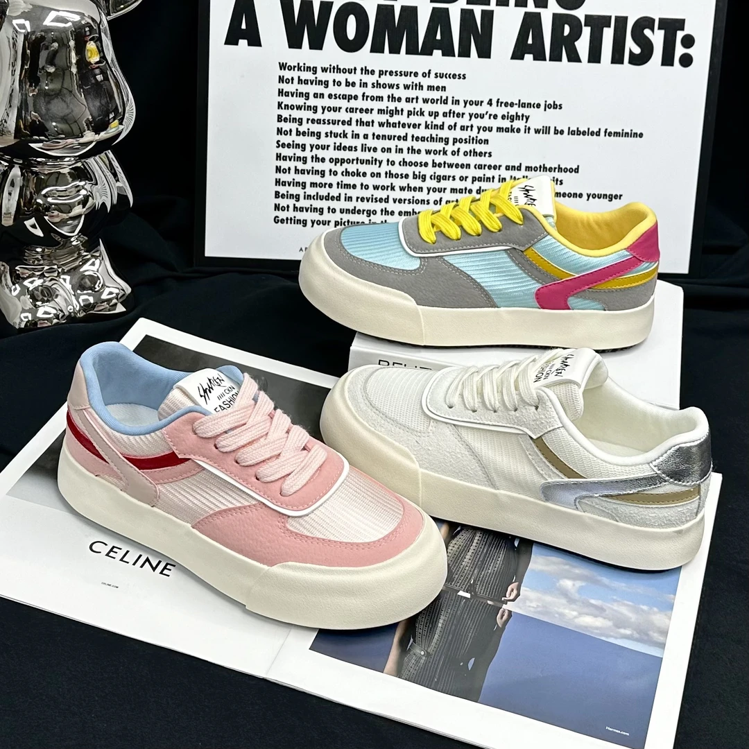 【Bin】2025春夏缤纷色板鞋百搭新款厚底休闲韩版设计感女小众鞋