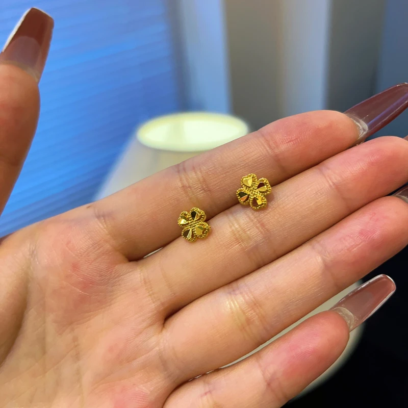 铜合金亚克力耳饰 铜合金 414 时尚国风折射花花耳钉