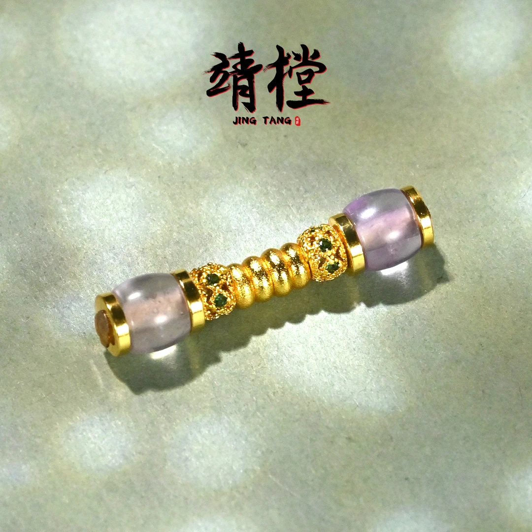 6MM紫水晶直切万向轴文玩配珠108手串手持配饰配珠三通万向延长轴