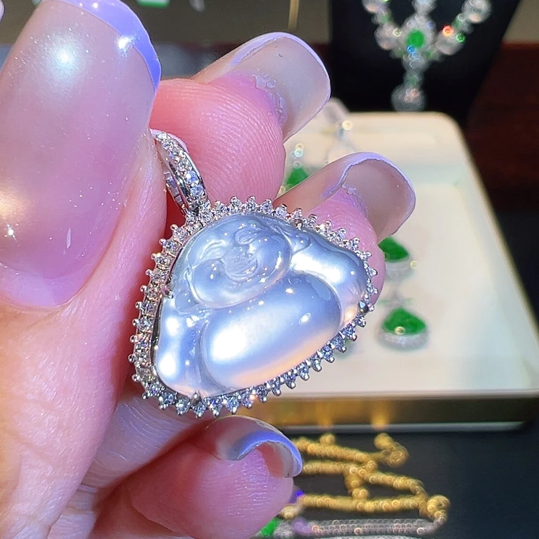 翡翠18K金镶嵌吊坠(不含链)翡翠