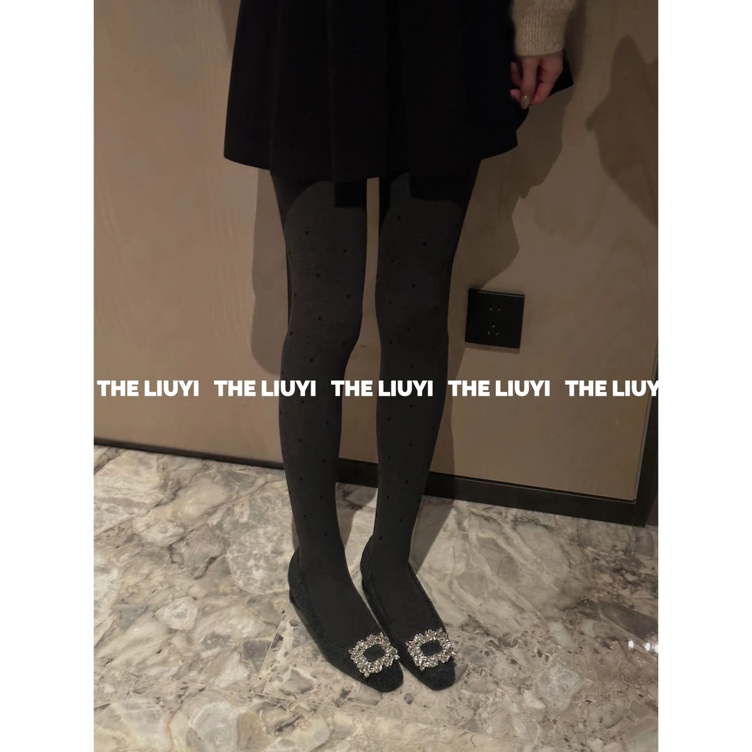 【LIUYI】冬季毛毛方钻扣气质粗跟小单鞋2867