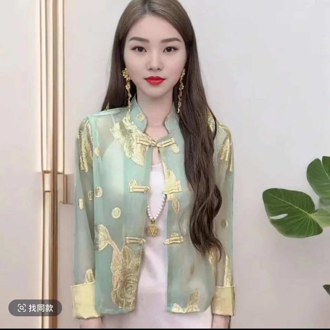 2025新款新中式国风防晒衣外套薄纱女士