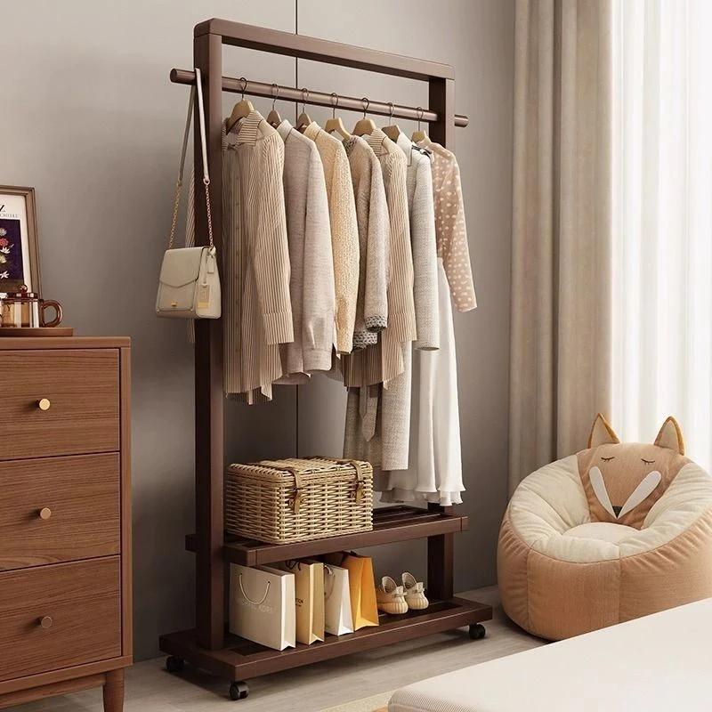 新疆包邮挂衣架实木落地卧室衣帽架客厅简约现代新中式民宿衣架置