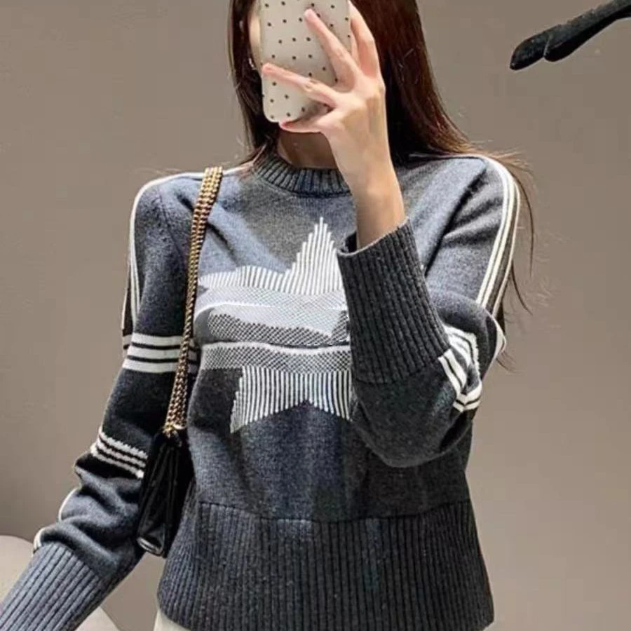 海宁濮院羊绒秋冬时尚五角星羊绒上衣