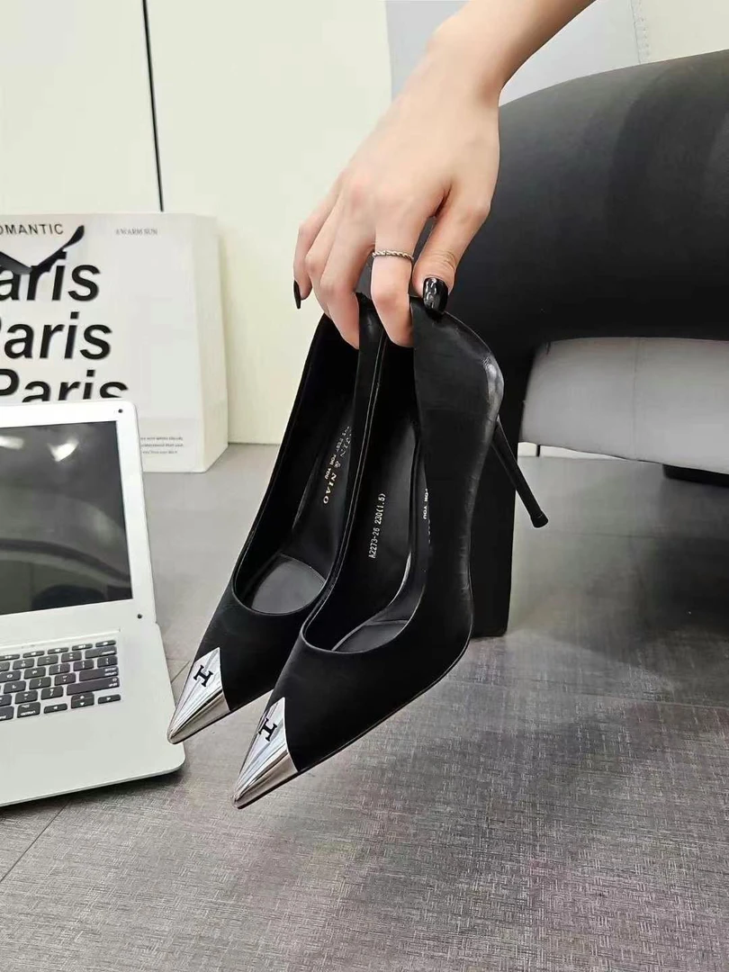 轻奢风浅口高跟鞋女细跟防踢头气质春秋季单鞋职业尖头鞋2273-26