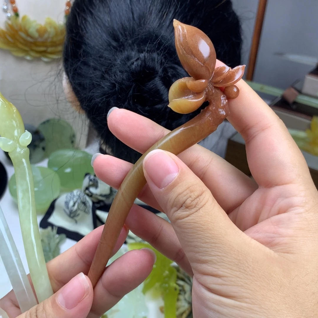 未镶嵌蛇纹石玉发簪