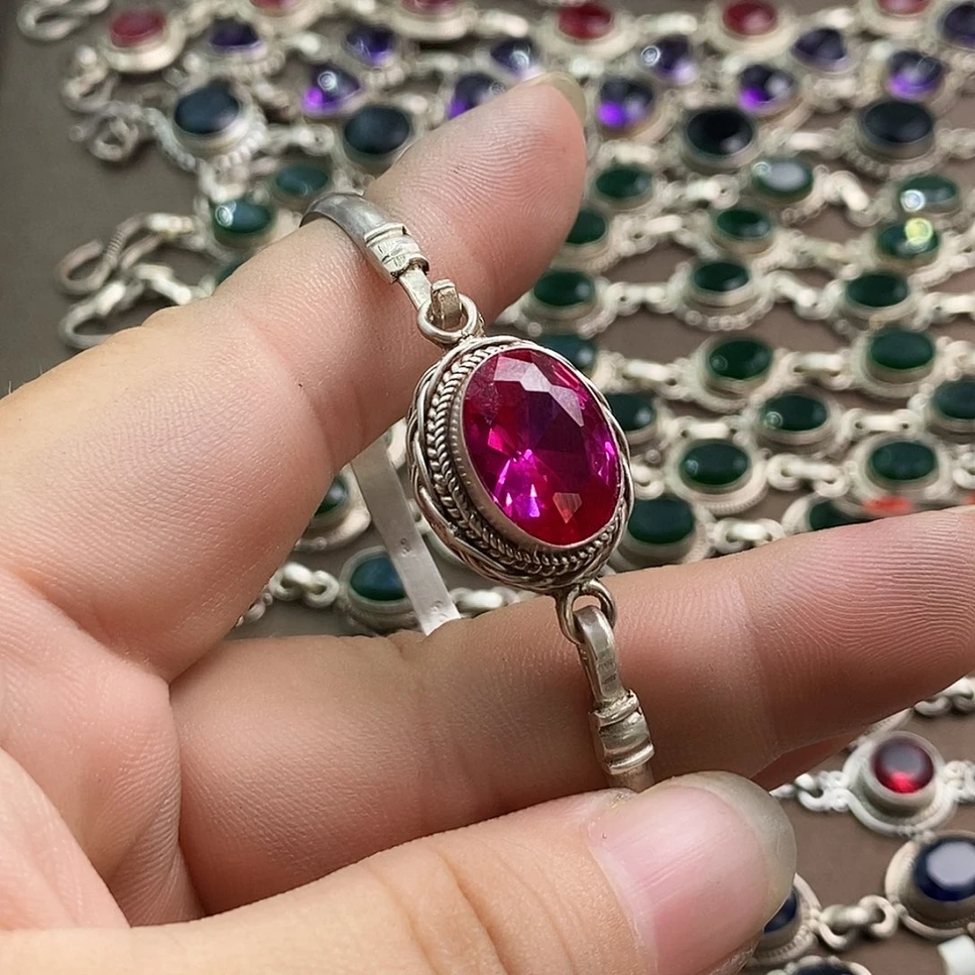 仿水晶吊坠925银开**红晓鱼尼泊尔手工制作
