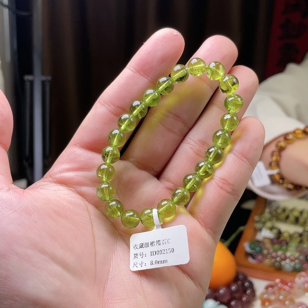 橄榄石手串未镶嵌收藏级橄榄石8mm