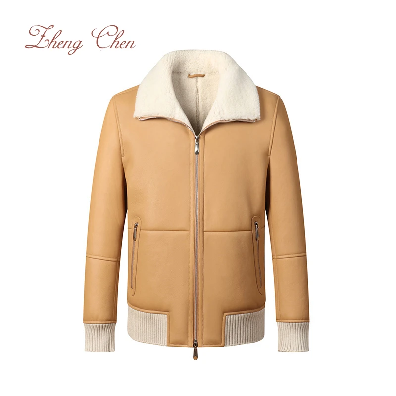 Zhengchen/正辰男士商务休闲Cucinelli 绵羊皮飞行员夹克95307