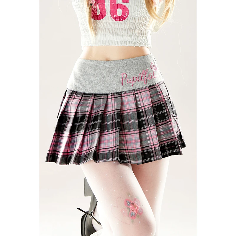 甜酷学院风格子拼接半身裙女2025春季新款老钱风松弛感女装