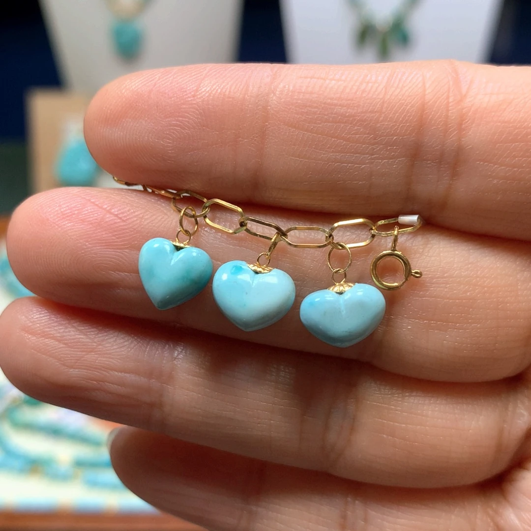 绿松石18K金镶嵌挂件