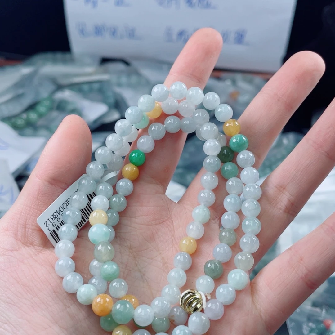 未镶嵌定制翡翠珠串6.4
