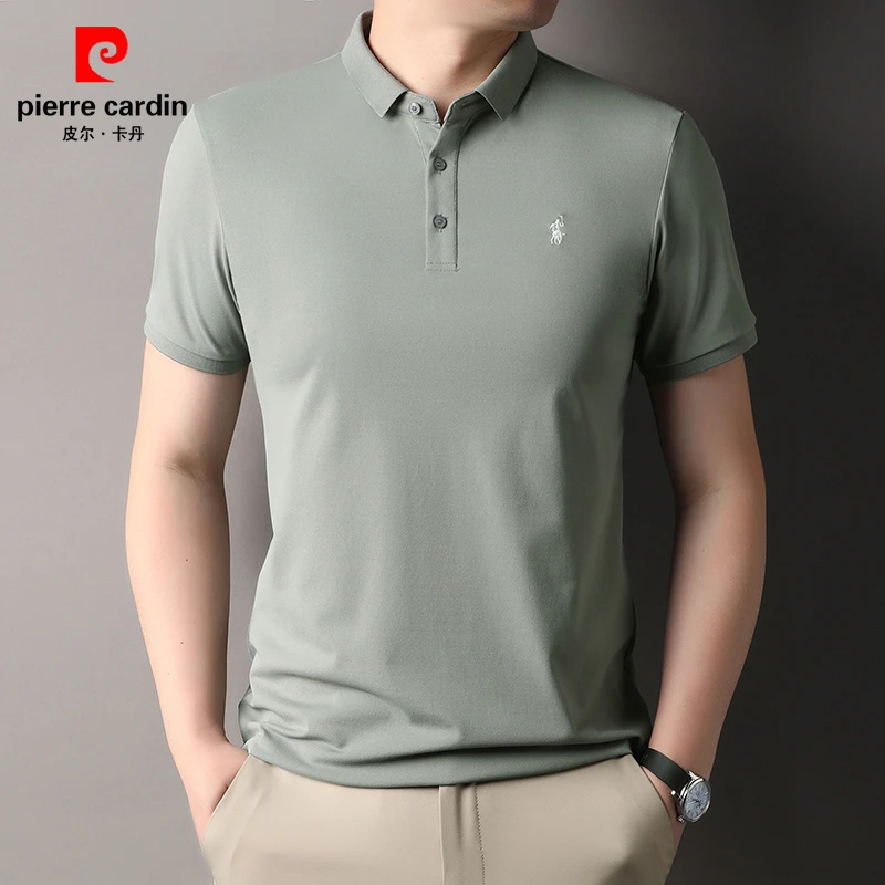 【锦氨无痕】皮尔卡丹短袖t恤男宽松中年休闲POLO衫时尚百搭纯色