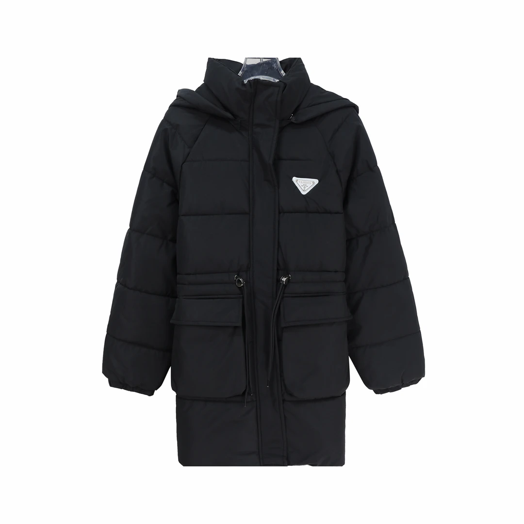 连帽气质减龄帽子可拆卸中长款保暖外套S5468