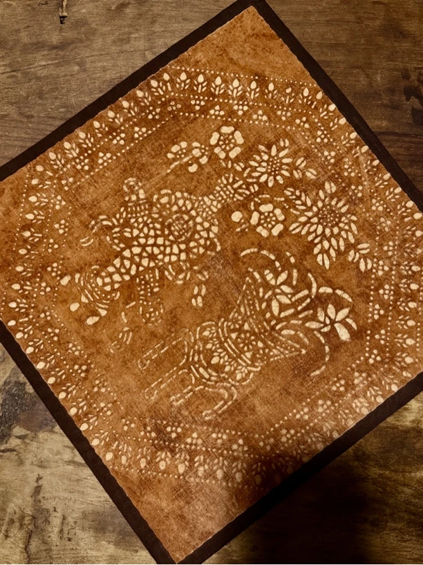 熙熙手作柿染型糊染清供博古图包边茶席40cm手工轻奢轻奢