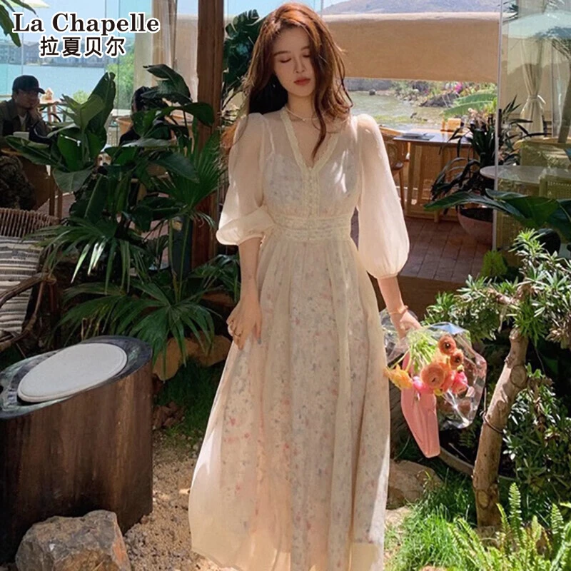 拉夏贝尔短袖连衣裙款爆款2025网红洋气女炸街纯欲慵懒风衣服女装