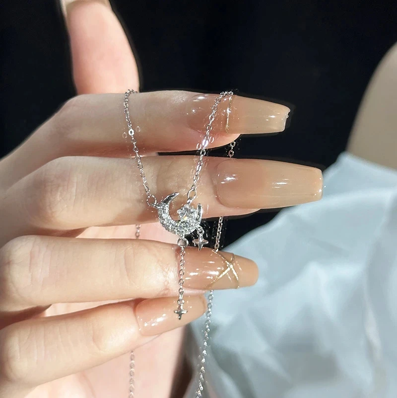 坠链均足银 999纯银流苏星月项链女轻奢小众高级感送闺蜜生日礼物
