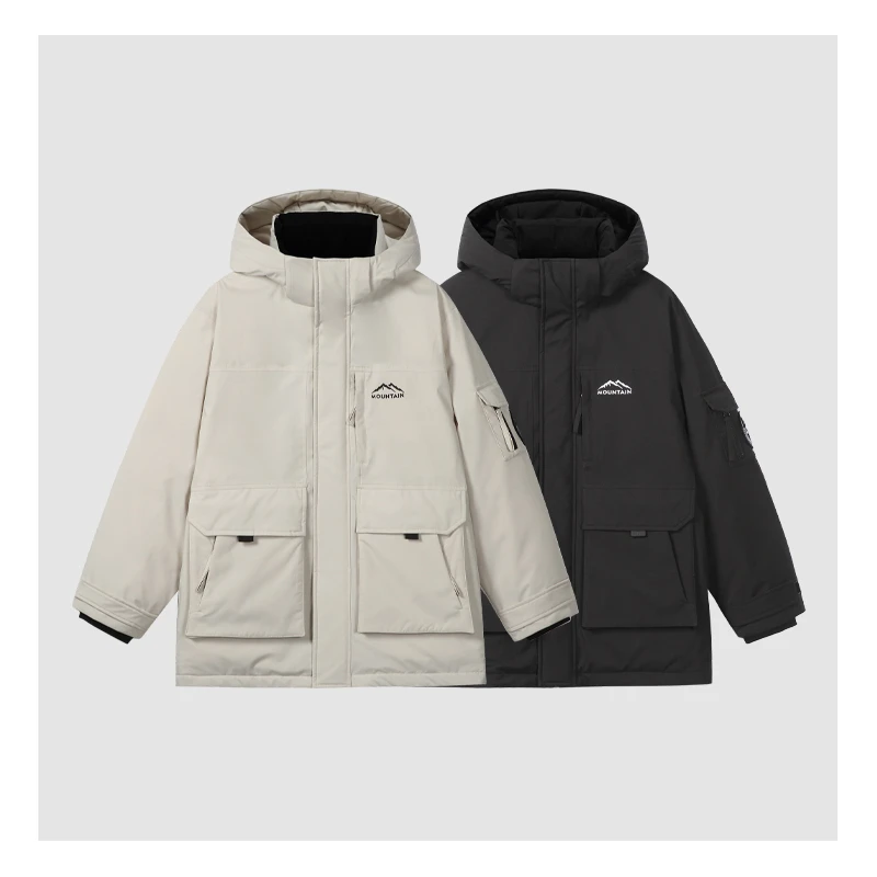 【朝夕专属】户外工装防风防水冬季加厚可拆卸帽90白鸭绒羽绒服