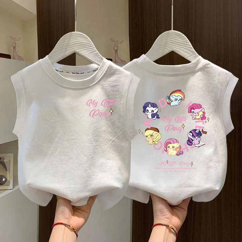 夏季新款中小儿童小马宝莉韩系ins风上衣t恤女童宝宝甜美纯棉背心