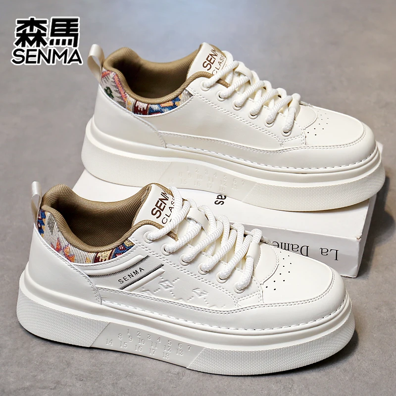 森马秋季新款时尚刺绣休闲小白板鞋潮流厚底舒适百搭男士鞋子男士