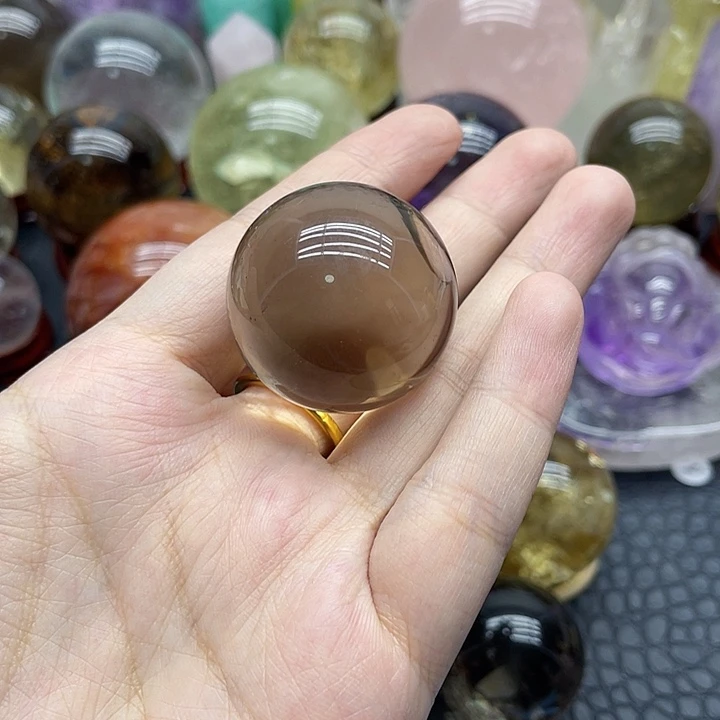 珠宝半成品水晶未镶嵌17茶晶球3.1mm