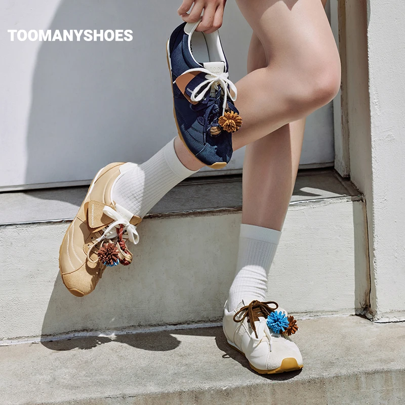 【秋冬新款】Toomanyshoes女鞋25奶茶啵啵miu系运动网球复古德训鞋