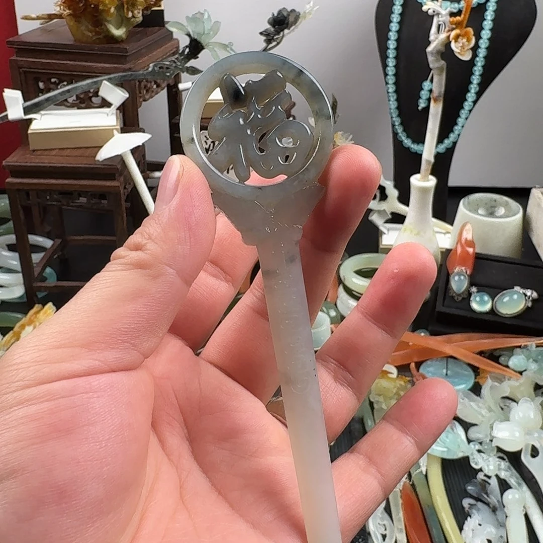 蛇纹石玉未镶嵌发饰