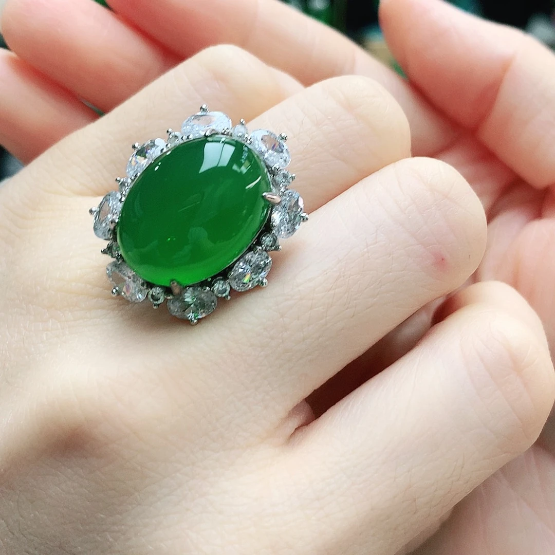 玛瑙/玉髓银S925镶嵌戒指