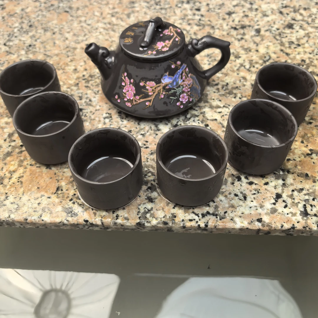 【闪购商品】老紫泥喜上眉梢石瓢壶一壶6杯C